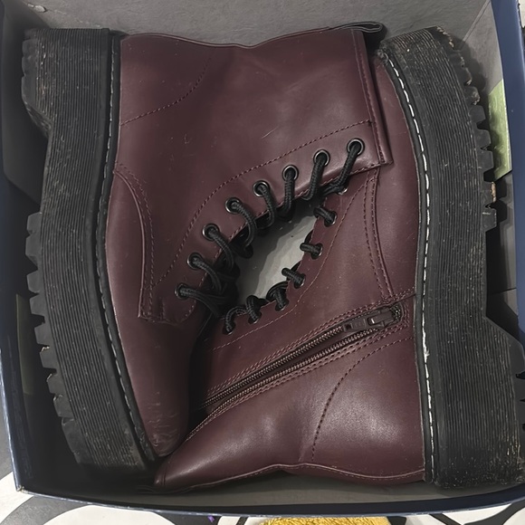 Burgundy Lace-Up Boots - Picture 1 of 1